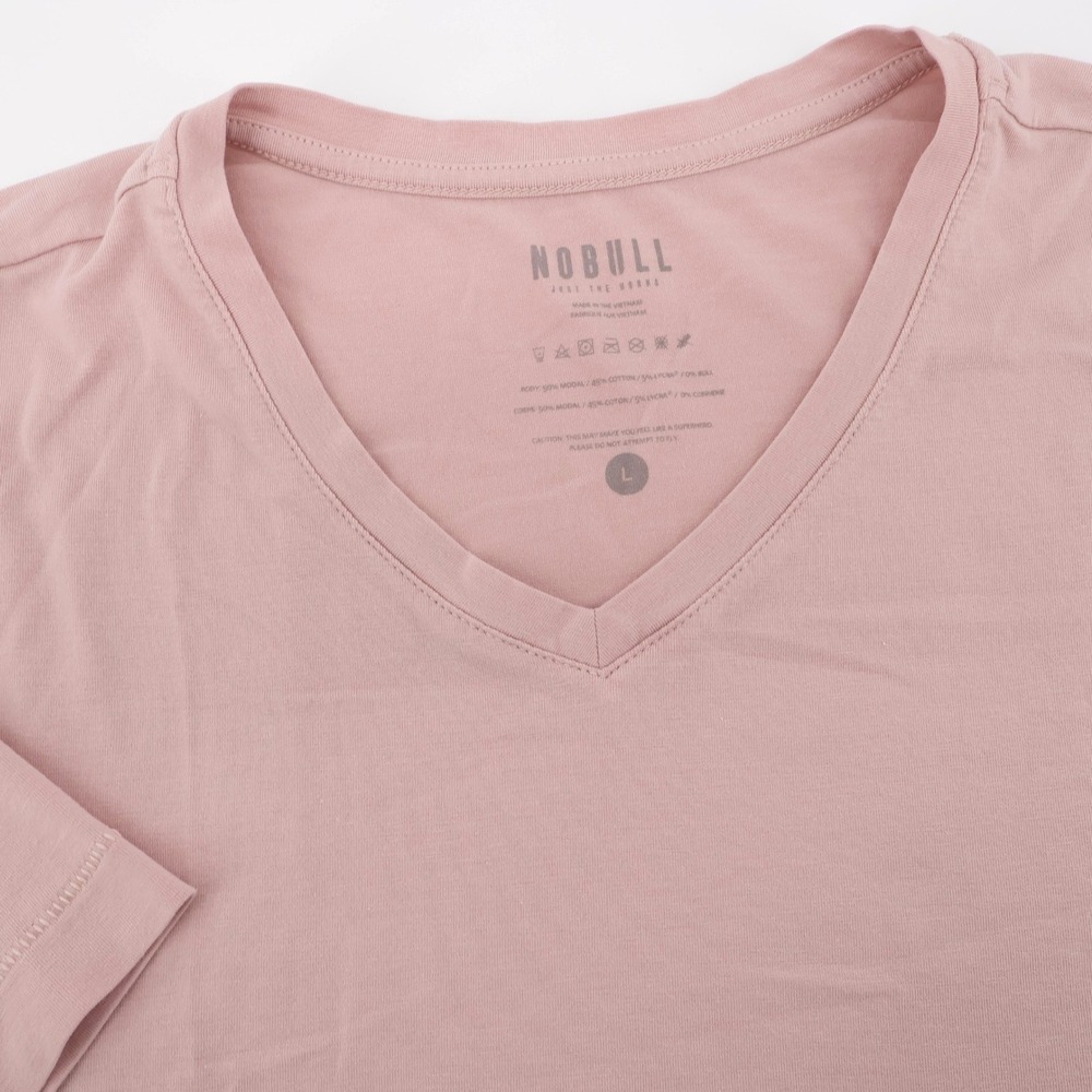 NOBULL V-Neck Short Sleeve T-Shirt‎ Pink Womens Large